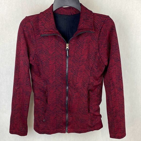 BrasilSul Athletic Jacket Sz Small Dark Red Black Zip Front - Picture 1 of 11